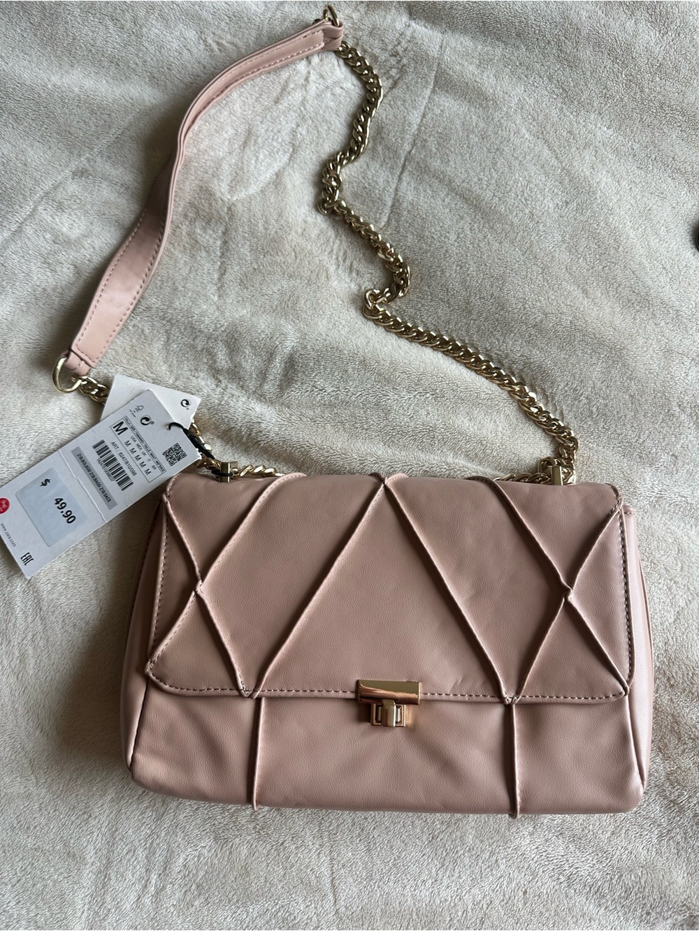 Zara Women's Quilted Pink Chain Strap Shoulder Bag